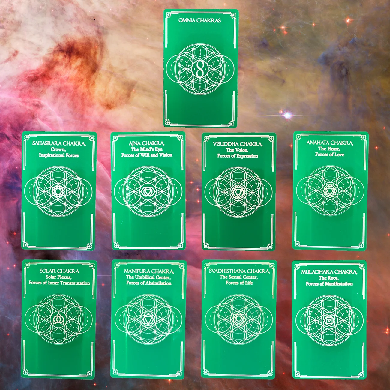 Chakra Rebalance, 9 Cards Set. Green.